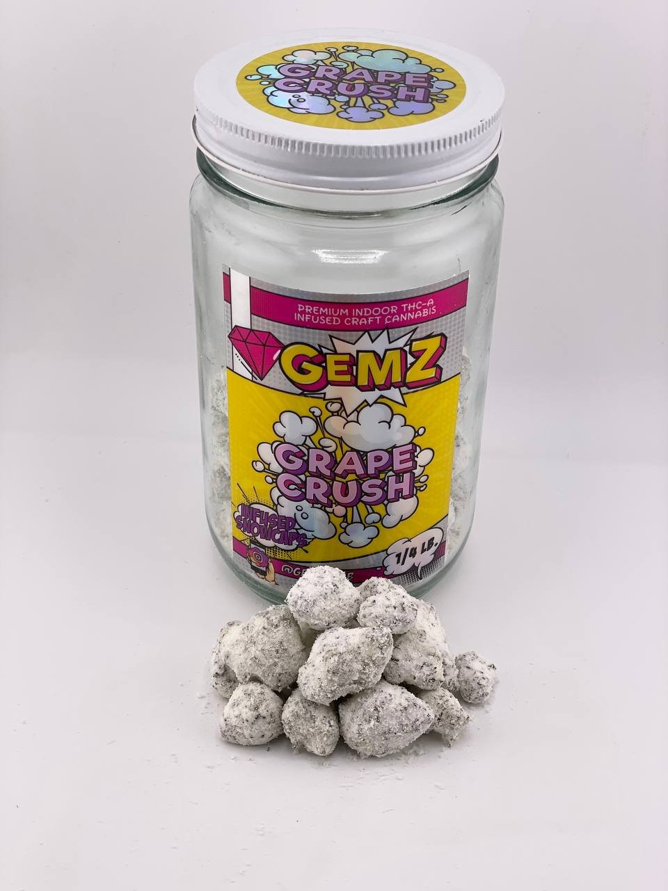 Gemz Snowcaps – Grape Crush: Premium Indoor Cannabis Flower Gemz Snowcaps